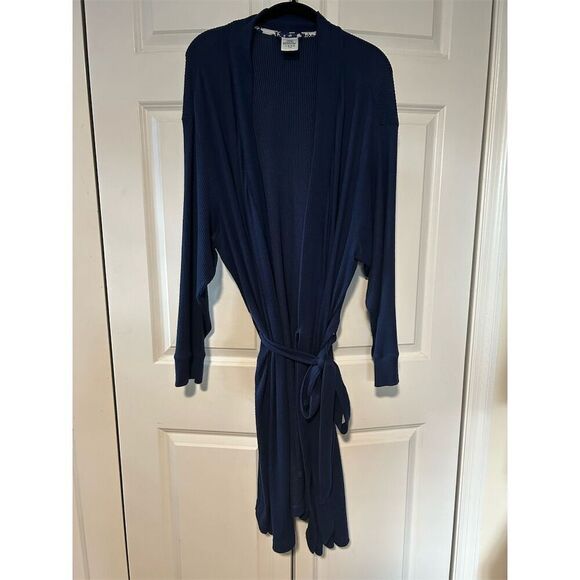 Lands' End Women's 3X Blue Belted Kimono Robe Long Sleeve - Picture 1 of 5